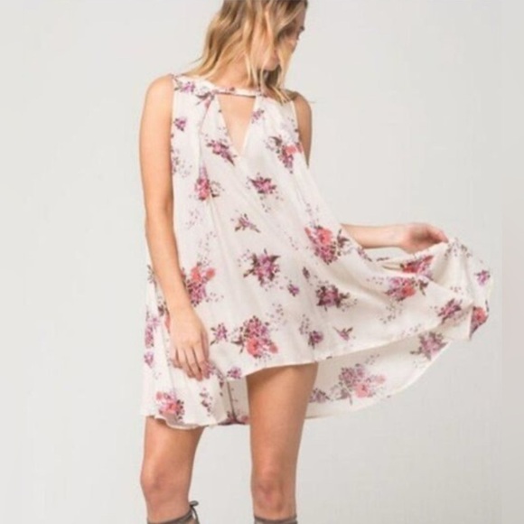 Free People Tree Swing Sleeveless Tunic Dress | Pink & Purple Floral | Women’s S - Picture 1 of 12